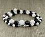 Бусы агат белый и черный (имитация) "Кармен",  разноразмерные 6..14мм, короткие 50см