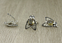 Комплект "Муха" султанит, покрытие родий, размеры кольца: 17, 18, 19, 20