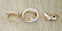 Комплект "Тиффа" керамика белая + золотой цвет + фианит, кольцо в кольце, размер кольца 18