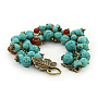 Браслет авторский "Гроздь винограда" зеленая бирюза и сердолик