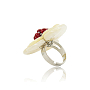 Кольцо "Жасмин" перламутр белый и красный натуральный коралл
