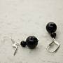 Серьги "Бруснички-2" агат натуральный черный 