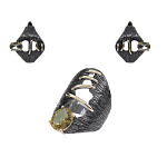 Комплект "Милана" султанит, покрытие под бронзу, размеры кольца: 17, 18, 19, 20