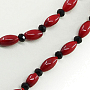 Бусы коралл красный натуральный "Астра" с гранеными вставками, зерно 4х7мм, длинные 110см