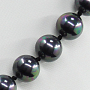 Комплект Бусы и браслет майорка черная, круглая 10мм, короткие 45см