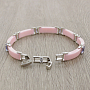 Браслет "Лилу" из розовой керамики с Александритом покрытие светлый металл