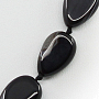 Бусы агат бразильский черный, плоские капли 10х14мм, короткие 45см