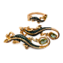 Комплект "Ящерки", султанит, покрытие под золото, размеры кольца:17 Комплект "Ящерки", султанит, покрытие под золото, размеры кольца:17