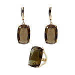 Комплект "Султан-61", султанит, покрытие под золото, размеры кольца:19