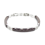 Браслет "Лили" из коричневой керамики покрытие светлый металл