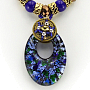 Муранское стекло синее с зеленым ожерелье с кулоном на шнурке. Кулон 40*60мм, Длина шнурка 43 см.