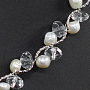 Бусы и браслет белый жемчуг, круглые 8мм с гранеными вставками "хрусталь", короткие 45см