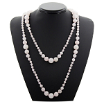 Кварц розовый 6..14мм, бусы "Равновесие" длиной 140см