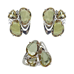 Комплект "Цефея", султанит, покрытие родий, размер кольца  20