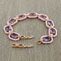 Браслет "Октагон" из розовой керамики с Александритом покрытие под золото, длина 18см