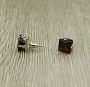 Серьги "Искра фианит "гранат" квадрат 8x8мм
