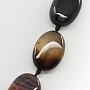 Бусы агат коричневый, плоские овальные 10х14мм, короткие 45см