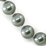 Комплект Бусы и браслет майорка серая, круглая 10мм, короткие 45см