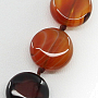 Бусы агат коричневый бразильский, плоские круглые 12мм, короткие 46см 