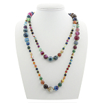 Агат разноцветный 6..14мм, бусы "Равновесие" длиной 140см