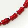 Бусы коралл красный натуральный, палочки 5х7мм, короткие 45см