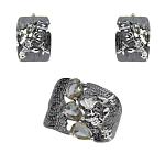 Комплект "Самира" султанит, покрытие эмаль, размеры кольца: 17, 18, 19, 20